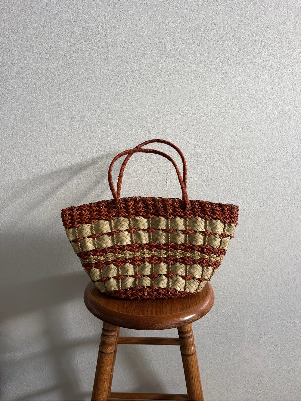 Handwoven Zippered Straw Tote Bag